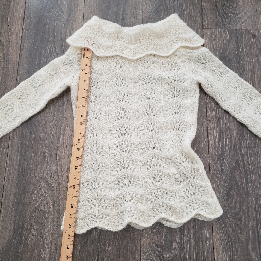 Ann Taylor Loft Wool Mohair Blend Ivory Sweater Womens Size Small Open Knit